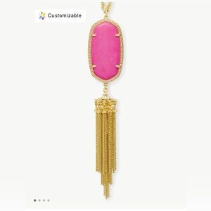Kendra Scott Rayne Gold Long Pendant Hot Pink Necklace